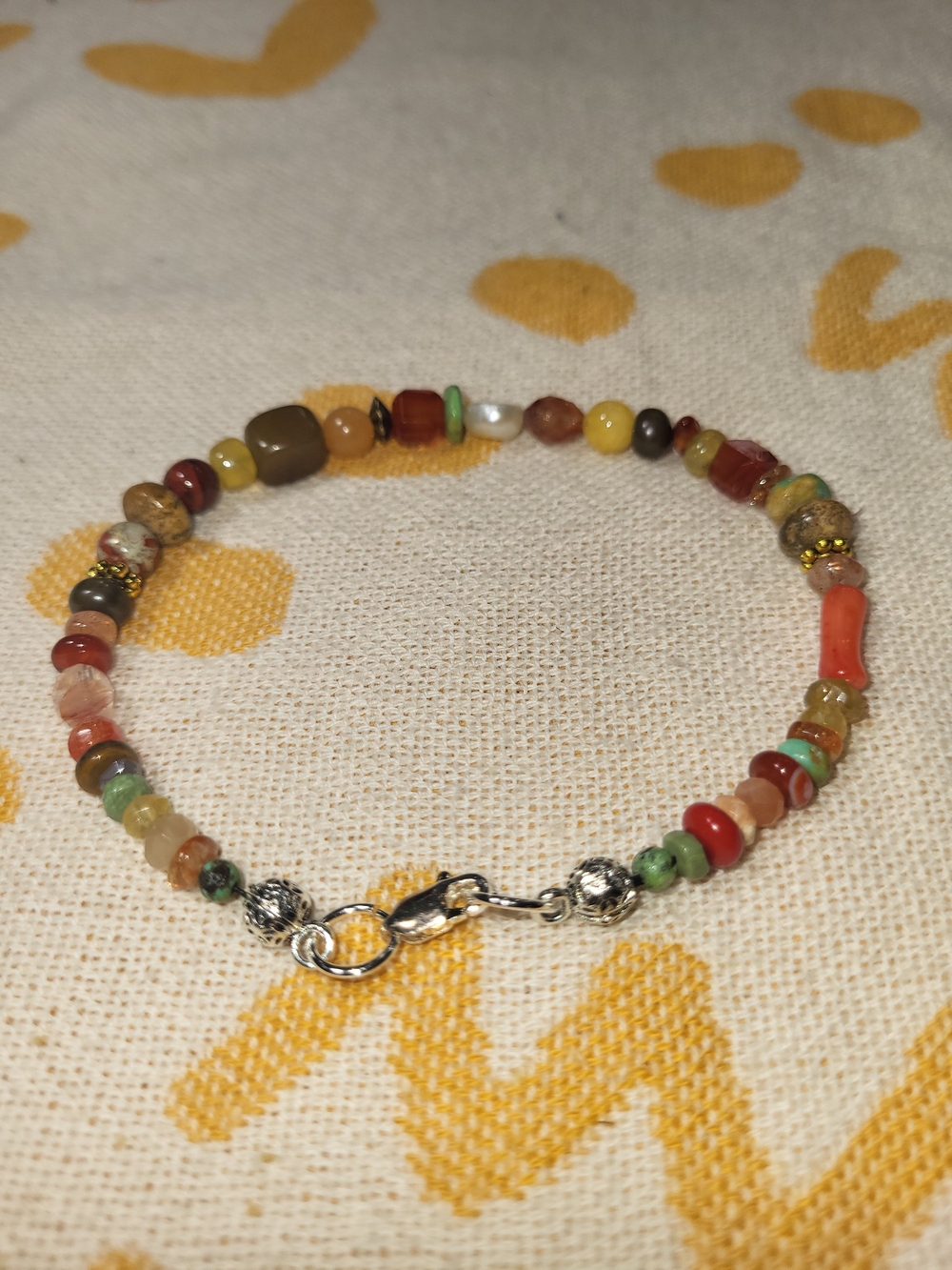 Anklet Or Bracelet- Handcrafted Multicolor Real Gemstones- Women's Jewelry 9in